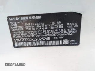2020 BMW X3 M with VIN 5YMTS0C0XL9B25245, listed as a IAAI auction lot 41607826 with 52,456 mi miles. Bid and sale history available at carsss.com. Image 9.