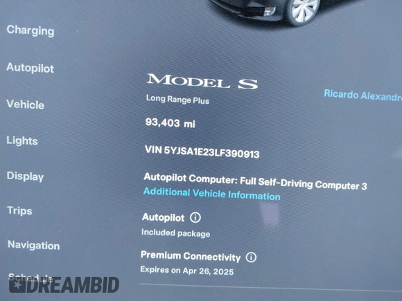 2020 Tesla Model S Long Range с VIN 5YJSA1E23LF390913, выставлен на аукционе IAAI как лот 42031044 с пробегом 93 403 миль миль и . История ставок и продаж доступна на DreamBid. Изображение 16.