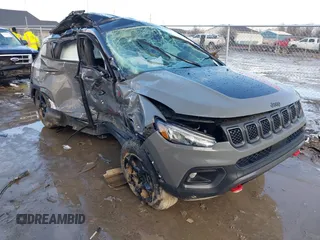 2023 Jeep Compass Trailhawk with VIN 3C4NJDDN9PT559799, listed as a IAAI auction lot 41636007 with 11,445 mi miles and . Bid and sale history available at DreamBid. Image 1.