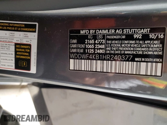 2017 Mercedes-Benz C 300 с VIN WDDWF4KB1HR240377, выставлен на аукционе Copart как лот 60632725 с пробегом 112 395 миль миль и Списание • Salvage title. История ставок и продаж доступна на DreamBid. Изображение 12.