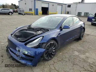 2023 Tesla Model 3 Performance with VIN 5YJ3E1ECXPF551071, listed as a Copart auction lot 47372335 with 26,196 mi miles and Salvage Title. Bid and sale history available at carsss.com. Image 1.
