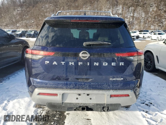 2022 Nissan Pathfinder Platinum with VIN 5N1DR3DH1NC219172, listed as a Copart auction lot 50154845 with 57,108 mi miles and Salvage title. Bid and sale history available at DreamBid. Image 6.