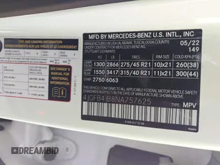 2022 Mercedes-Benz GLE 350 with VIN 4JGFB4JB8NA757625, listed as a IAAI auction lot 42425819 with 27,003 mi miles and . Bid and sale history available at DreamBid. Image 9.