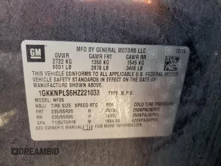 2017 GMC Acadia Denali with VIN 1GKKNPLS6HZ221033, listed as a Copart auction lot 46335095 with 168,972 mi miles and Salvage Title. Bid and sale history available at DreamBid. Image 13.