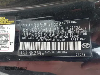 2005 Toyota Solara SE z VIN 4T1CE38P95U992250, wystawiony jako IAAI lot #42116376 z przebiegiem Nie podano mil oraz . Historia ofert i sprzedaży dostępna na DreamBid. Obrazek 9.