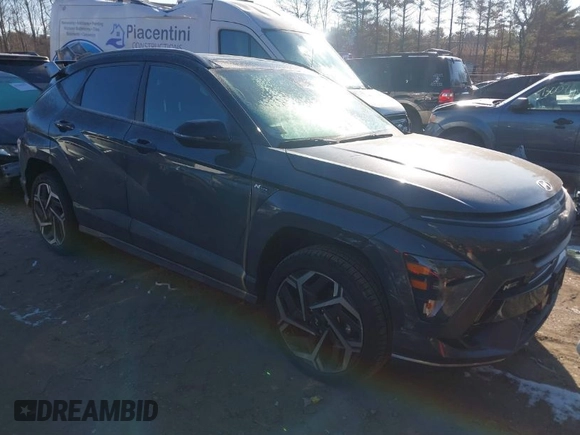 2024 Hyundai Kona N Line with VIN KM8HACA33RU166301, listed as a IAAI auction lot 41311648 with 489 mi miles. Bid and sale history available at carsss.com. Image 1.