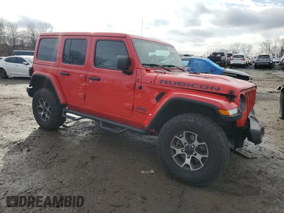 2021 Jeep Wrangler Unlimited Rubicon with VIN 1C4HJXFN6MW820324, listed as a Copart auction lot 85169434 with 48,391 mi miles and Salvage Title. Bid and sale history available at DreamBid. Image 4.
