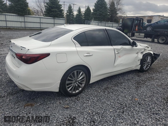 2022 Infiniti Q50 Luxe with VIN JN1EV7BR7NM340678, listed as a Copart auction lot 53838185 with 36,834 mi miles and Salvage title. Bid and sale history available at DreamBid. Image 3.