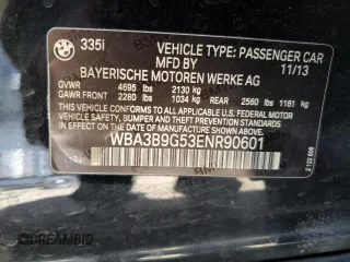 2014 BMW 3 Series 335i xDrive with VIN WBA3B9G53ENR90601, listed as a Copart auction lot 48493275 with 129,992 mi miles and Salvage Title. Bid and sale history available at carsss.com. Image 12.