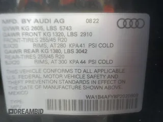2023 Audi SQ5 Premium Plus with VIN WA1B4AFY8P2020909, listed as a Copart auction lot 74684454 with 41,841 mi miles and Salvage Title. Bid and sale history available at carsss.com. Image 15.