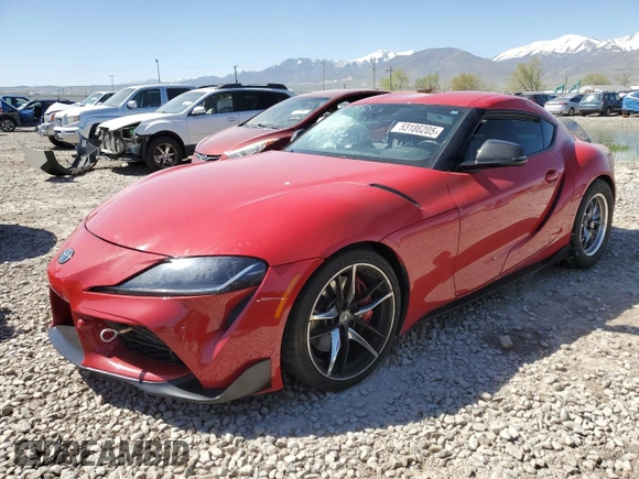 2021 Toyota Supra 3.0 with VIN WZ1DB0C0XMW044230, listed as a Copart auction lot 53186205 with Not provided miles and Salvage title. Bid and sale history available at DreamBid. Image 1.