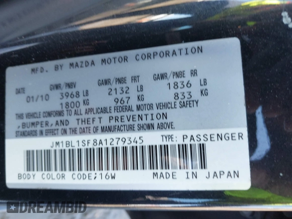 2010 Mazda 3 i SV with VIN JM1BL1SF8A1279345, listed as a IAAI auction lot 41441435 with 209,100 mi miles and . Bid and sale history available at DreamBid. Image 9.