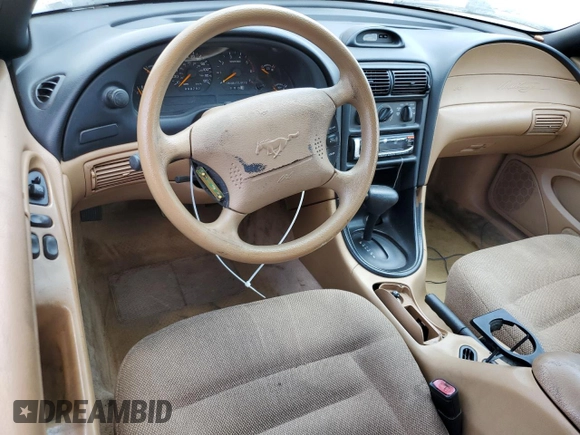 1997 Ford Mustang with VIN 1FALP4047VF152855, listed as a Copart auction lot 62348185 with 40,797 mi miles and Non repairable. Bid and sale history available at DreamBid. Image 8.