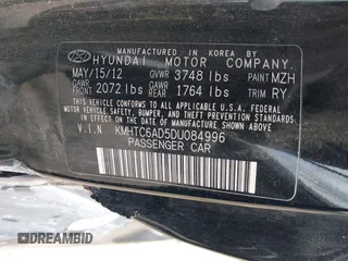 2013 Hyundai Veloster w/Black Int с VIN KMHTC6AD5DU084996, выставлен на аукционе IAAI как лот 42279292 с пробегом 179 460 миль миль и . История ставок и продаж доступна на DreamBid. Изображение 9.