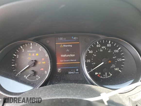 2020 Nissan Rogue S with VIN 5N1AT2MT5LC813067, listed as a Copart auction lot 59952695 with 38,467 mi miles and Salvage title. Bid and sale history available at DreamBid. Image 9.