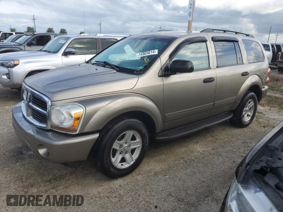 2004 Dodge Durango SLT with VIN 1D4HB48D24F168367, listed as a Copart auction lot 74905014 with 180,653 mi miles and Salvage title. Bid and sale history available at DreamBid. Image 1.