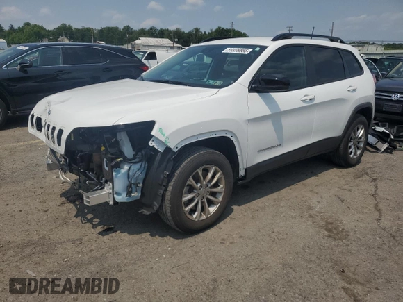 2022 Jeep Cherokee Latitude Lux z VIN 1C4PJMMN2ND532083, wystawiony jako Copart lot #59398865 z przebiegiem 23 604 mil mil oraz Szkoda całkowita • Salvage title. Historia ofert i sprzedaży dostępna na DreamBid. Obrazek 1.