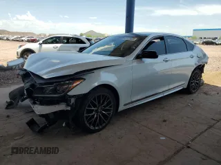 2018 Genesis G80 Sport z VIN KMHGN4JB3JU232931, wystawiony jako Copart lot #63429655 z przebiegiem 87 311 mil mil oraz Szkoda całkowita • Salvage title. Historia ofert i sprzedaży dostępna na DreamBid. Obrazek 1.