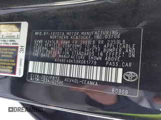 2009 Toyota Camry with VIN 4T4BE46K59R061779, listed as a IAAI auction lot 42140805 with 231,084 mi miles. Bid and sale history available at carsss.com. Image 9.