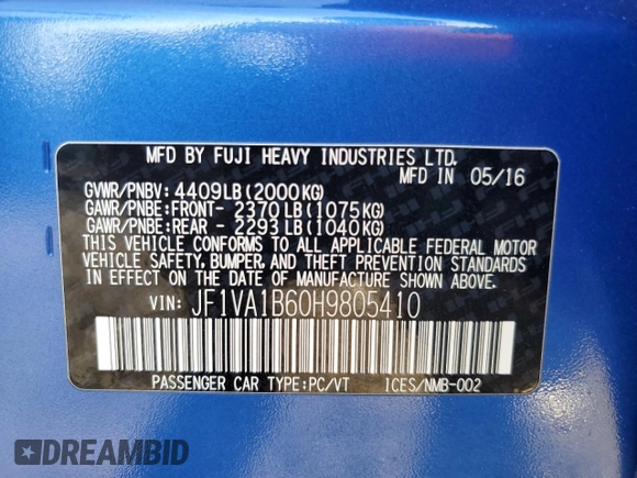 2017 Subaru WRX with VIN JF1VA1B60H9805410, listed as a Copart auction lot 48829925 with 105,645 mi miles and Salvage Title. Bid and sale history available at carsss.com. Image 15.