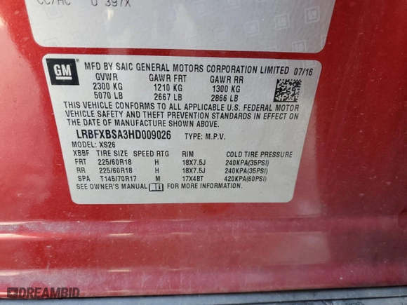 2017 Buick Envision Essence with VIN LRBFXBSA3HD009026, listed as a Copart auction lot 87729945 with 117,207 mi miles and Salvage Title. Bid and sale history available at carsss.com. Image 13.