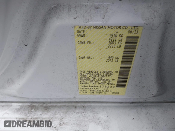 2013 Nissan Altima SV with VIN 1N4AL3AP4DN573233, listed as a IAAI auction lot 42163720 with 157,738 mi miles and . Bid and sale history available at carsss.com. Image 9.