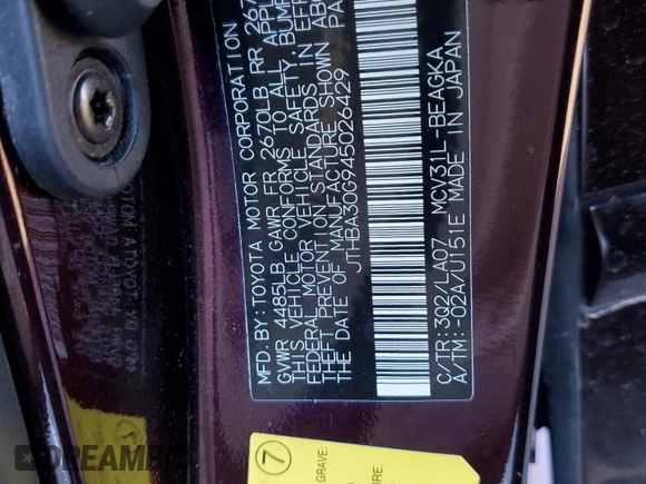 2004 Lexus ES 350 with VIN JTHBA30G945026429, listed as a Copart auction lot 44203505 with 143,927 mi miles and Salvage Title. Bid and sale history available at DreamBid. Image 14.