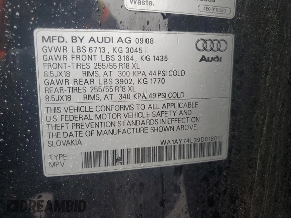 2009 Audi Q7 with VIN WA1AY74L39D018017, listed as a Copart auction lot 51381695 with 143,412 mi miles and Clean Title. Bid and sale history available at carsss.com. Image 15.