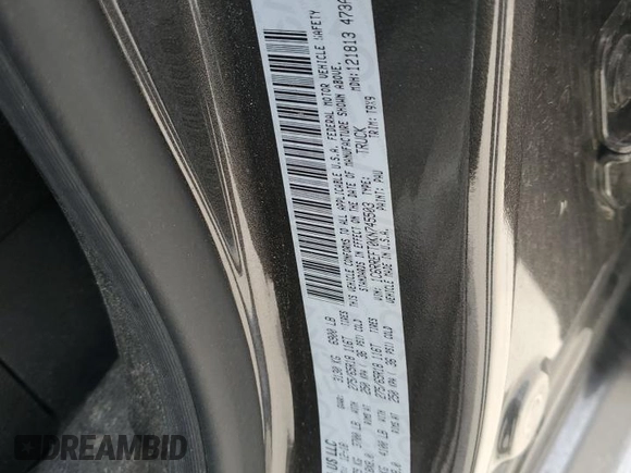 2019 Ram 1500 Big Horn z VIN 1C6RREFT0KN745503, wystawiony jako Copart lot #49421075 z przebiegiem 124 488 mil mil oraz Szkoda całkowita • Salvage title. Historia ofert i sprzedaży dostępna na DreamBid. Obrazek 12.