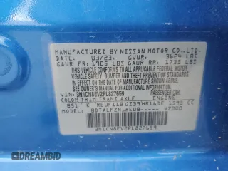 2023 Nissan Versa SV with VIN 3N1CN8EV2PL827659, listed as a Copart auction lot 55775185 with 48,024 mi miles and Salvage title. Bid and sale history available at DreamBid. Image 13.