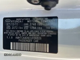 2012 Hyundai Veloster w/Gray Int with VIN KMHTC6AD6CU036826, listed as a Copart auction lot 45042645 with 169,498 mi miles and Clean title. Bid and sale history available at DreamBid. Image 10.