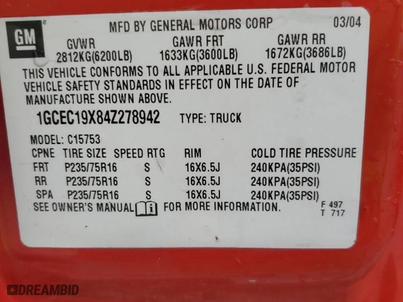 2004 Chevrolet Silverado 1500 Work Truck with VIN 1GCEC19X84Z278942, listed as a Copart auction lot 77411874 with 145,437 mi miles and Salvage Title. Bid and sale history available at carsss.com. Image 14.