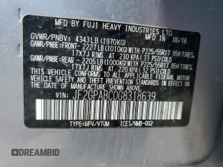 2016 Subaru Crosstrek Premium z VIN JF2GPABC0G8318639, wystawiony jako Copart lot #55121765 z przebiegiem 107 544 mil mil oraz Szkoda całkowita • Salvage title. Historia ofert i sprzedaży dostępna na DreamBid. Obrazek 13.