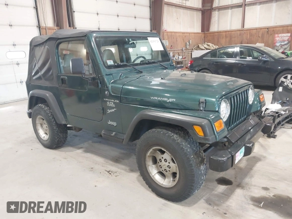 2000 Jeep Wrangler Sport with VIN 1J4FA49S2YP712526, listed as a IAAI auction lot 42151725 with 99,416 mi miles. Bid and sale history available at carsss.com. Image 1.
