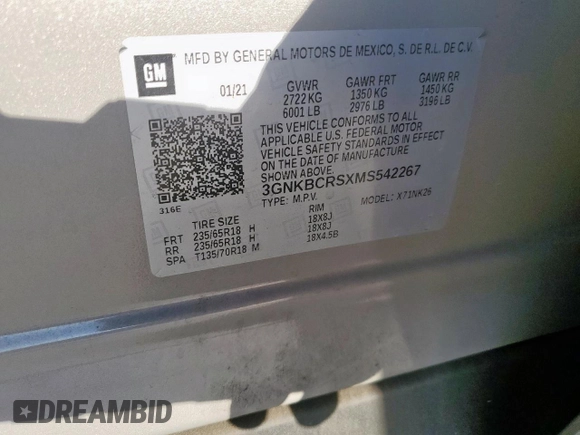 2021 Chevrolet Blazer LT z VIN 3GNKBCRSXMS542267, wystawiony jako Copart lot #55837615 z przebiegiem 53 369 mil mil oraz Szkoda całkowita • Salvage title. Historia ofert i sprzedaży dostępna na DreamBid. Obrazek 12.