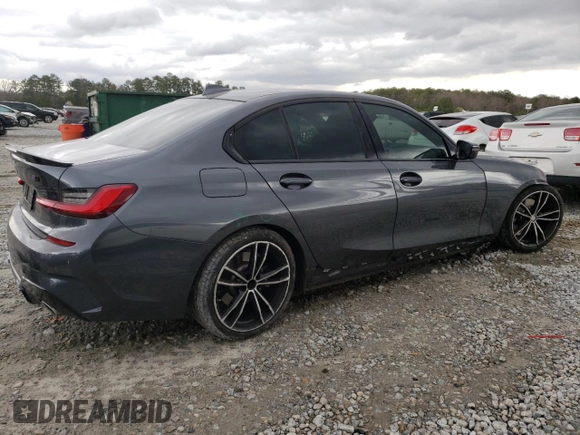 2021 BMW 3 Series 330i with VIN 3MW5R1J0XM8B57091, listed as a Copart auction lot 47584795 with 51,205 mi miles and Salvage Title. Bid and sale history available at carsss.com. Image 3.