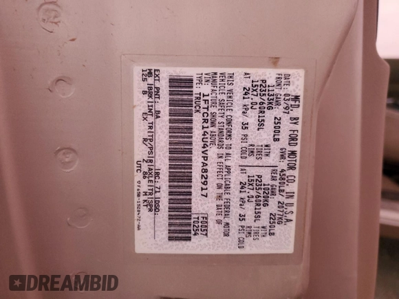 1997 Ford Ranger Splash with VIN 1FTCR14U4VPA82917, listed as a Copart auction lot 87528195 with Not provided miles and Clean title. Bid and sale history available at DreamBid. Image 12.