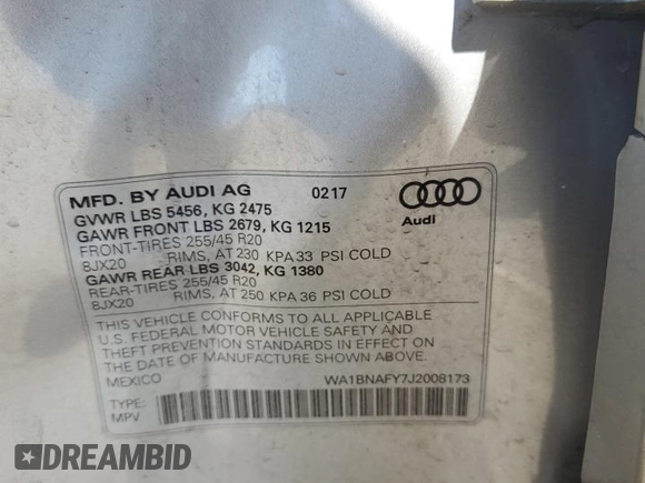 2018 Audi Q5 Premium Plus with VIN WA1BNAFY7J2008173, listed as a Copart auction lot 48298624 with 86,486 mi miles and Salvage Title. Bid and sale history available at carsss.com. Image 15.