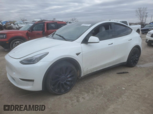 2023 Tesla Model Y Performance with VIN 7SAYGDEF0PF791552, listed as a Copart auction lot 44592545 with 29,075 mi miles and Salvage Title. Bid and sale history available at DreamBid. Image 1.
