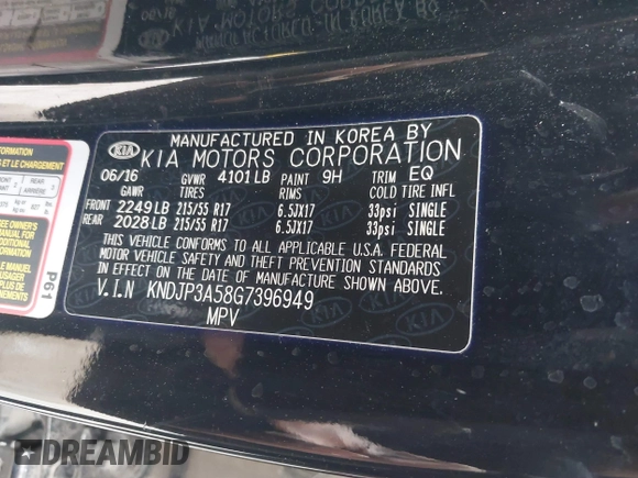 2016 Kia Soul + with VIN KNDJP3A58G7396949, listed as a IAAI auction lot 41813054 with 108,974 mi miles. Bid and sale history available at carsss.com. Image 9.