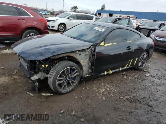 2021 BMW 4 Series M440i xDrive with VIN WBA13AR0XMCF64313, listed as a Copart auction lot 45716165 with 46,214 mi miles and Clean Title. Bid and sale history available at DreamBid. Image 1.
