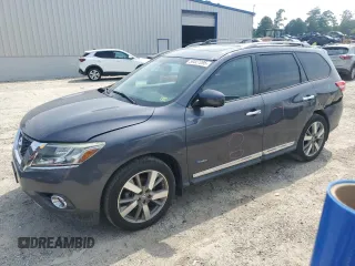 2014 Nissan Pathfinder Platinum Hybrid with VIN 5N1CR2MM4EC642752, listed as a Copart auction lot 59327295 with 96,124 mi miles and Clean title. Bid and sale history available at DreamBid. Image 1.