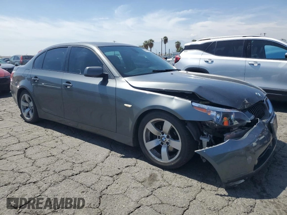 2007 BMW 5 Series 525i with VIN WBANE53547CW67591, listed as a Copart auction lot 57466285 with 178,700 mi miles and Salvage title. Bid and sale history available at DreamBid. Image 4.