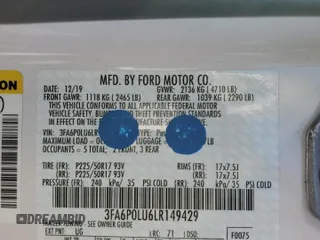 2020 Ford Fusion Hybrid SE with VIN 3FA6P0LU6LR149429, listed as a Copart auction lot 41890863 with 30,655 mi miles. Bid and sale history available at carsss.com. Image 12.