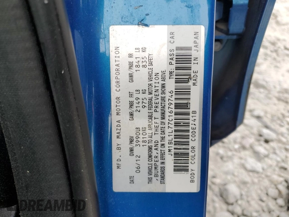 2012 Mazda Mazda3 i Touring with VIN JM1BL1L77C1679746, listed as a Copart auction lot 52483775 with 127,089 mi miles and Salvage Title. Bid and sale history available at carsss.com. Image 12.