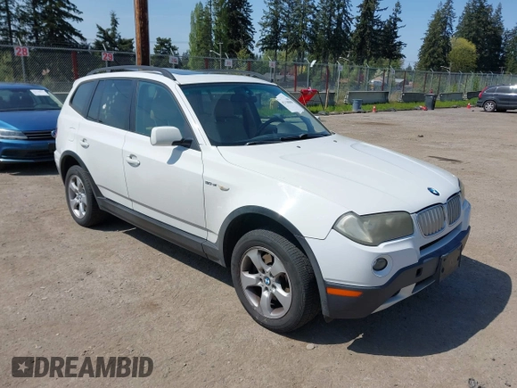 2007 BMW X3 3.0si with VIN WBXPC93497WF26827, listed as a IAAI auction lot 42130088 with 160,852 mi miles. Bid and sale history available at carsss.com. Image 1.