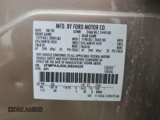 2020 Ford Edge SEL with VIN 2FMPK4J99LBB26420, listed as a Copart auction lot 59348975 with 75,775 mi miles and Salvage title. Bid and sale history available at DreamBid. Image 13.