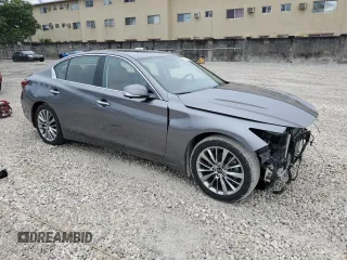 2023 Infiniti Q50 Luxe with VIN JN1EV7BP1PM510616, listed as a Copart auction lot 42381345 with 7,611 mi miles and Non Repairable. Bid and sale history available at DreamBid. Image 4.