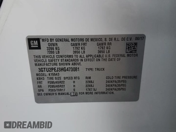 2017 GMC Sierra 1500 Denali z VIN 3GTU2PEJ3HG473081, wystawiony jako Copart lot #78945404 z przebiegiem 137 797 mil mil oraz Szkoda całkowita • Salvage title. Historia ofert i sprzedaży dostępna na DreamBid. Obrazek 13.