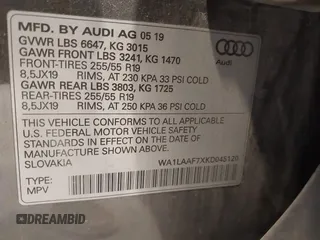 2019 Audi Q7 Premium Plus z VIN WA1LAAF7XKD045120, wystawiony jako IAAI lot #42426678 z przebiegiem 97 205 mil mil oraz . Historia ofert i sprzedaży dostępna na DreamBid. Obrazek 9.